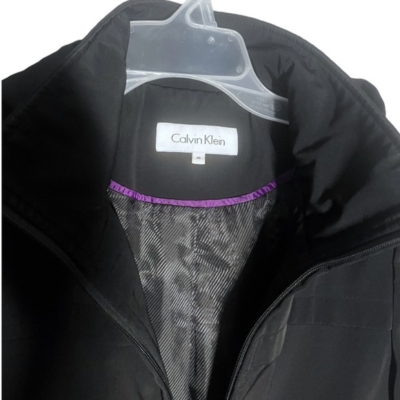 EUC Calvin Klein Long Black Removable Hooded Jacket Size M - Picture 6 of 10